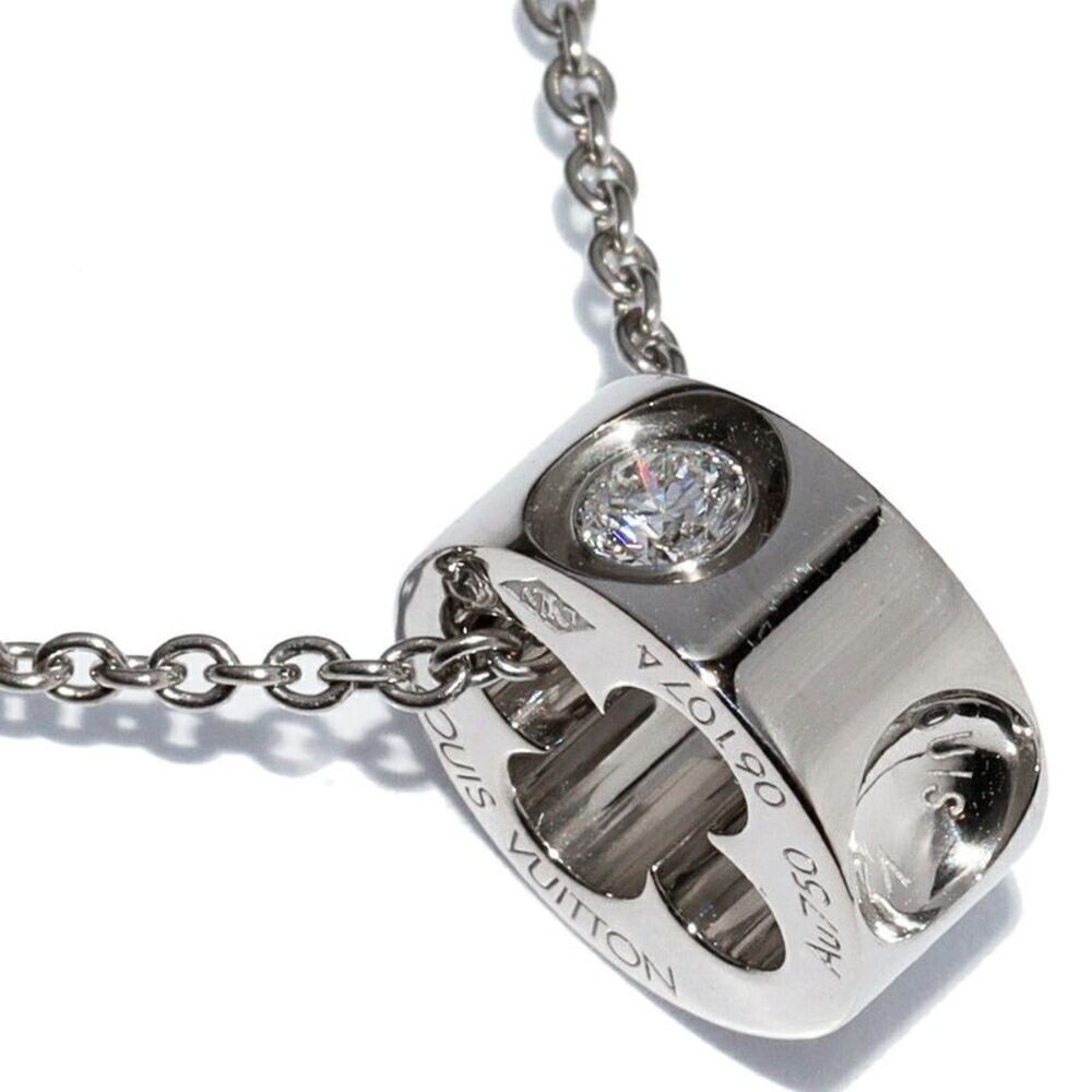 Louis Vuitton 18K White Gold Empreinte Pendant Necklace Q93231